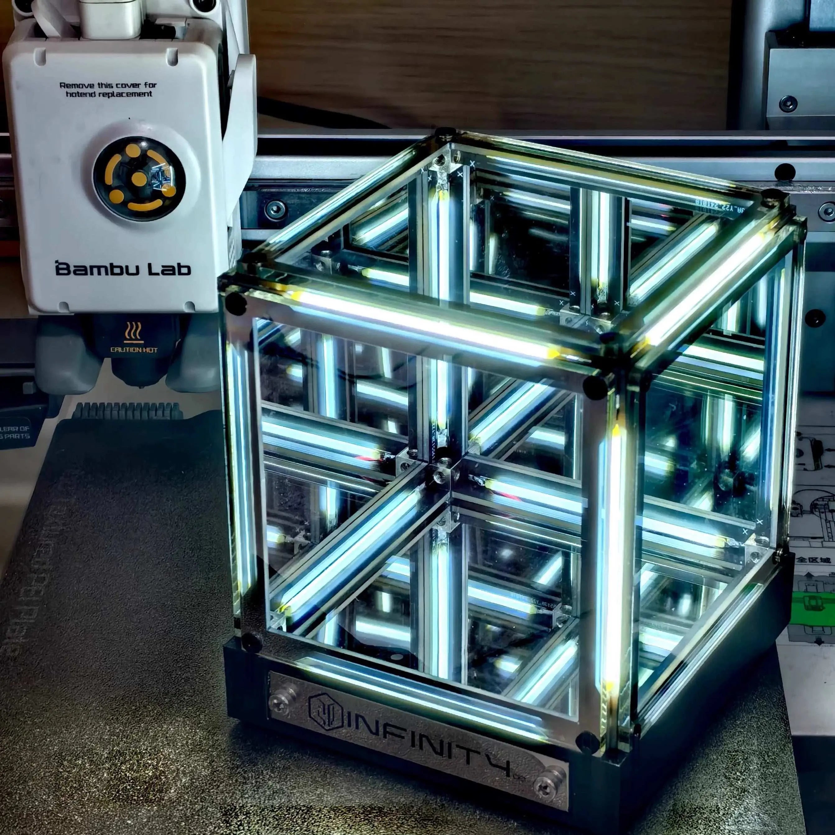 Futuristic Desktop Decor – 4D Hypercube Infinity Night Light